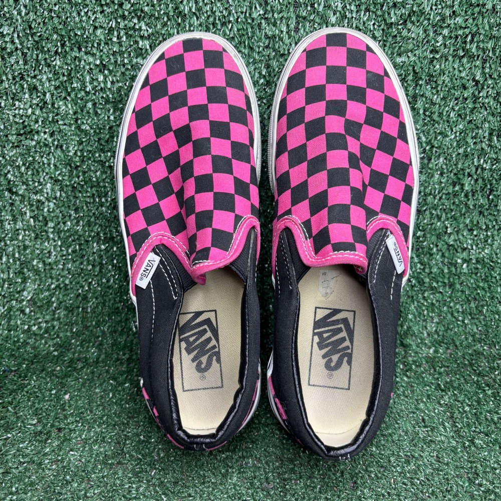 Vans Classic Slip-On Checkerboard Canvas Emo Punk Skate Shoes Pink Womens Size 7 - Picture 5 of 9